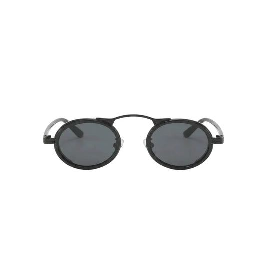 Retro Oval Sunglasses With Slim Dark Lenses