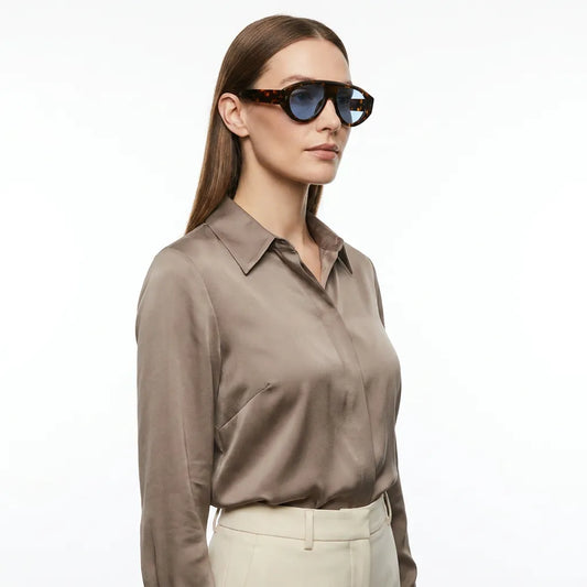 Statement Shield Sunglasses With Blue Tint Lenses