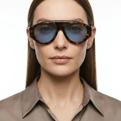Statement Shield Sunglasses With Blue Tint Lenses